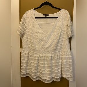 Lane Bryant white lace peplum top